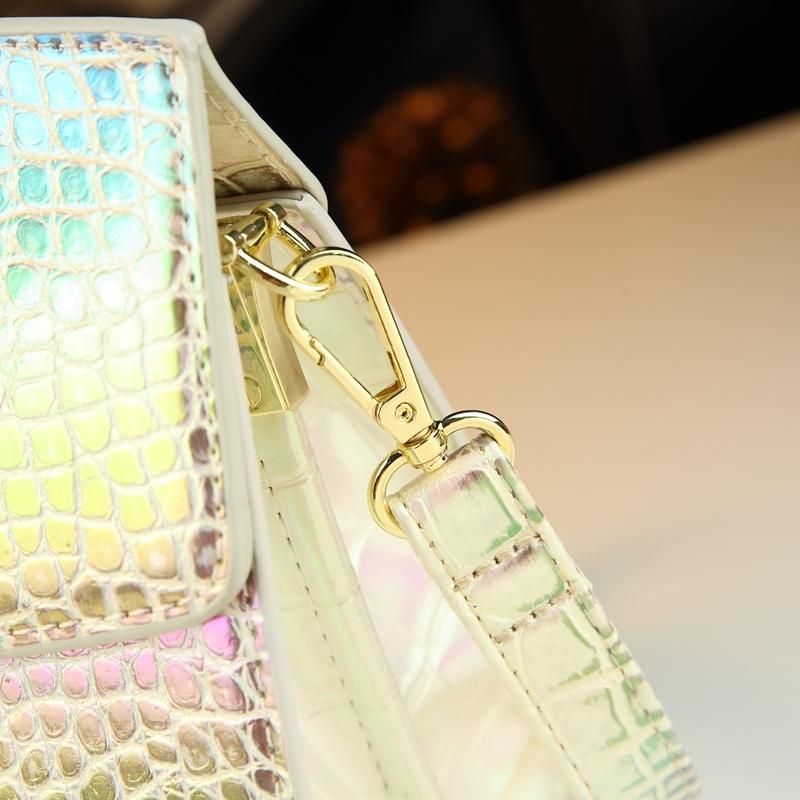 Vibrant Snake Print Crocodile Pattern Handbag, Luxurious Single Shoulder Bag, High-End Commuter Crossbody Bag, Versatile Locking Female Bag