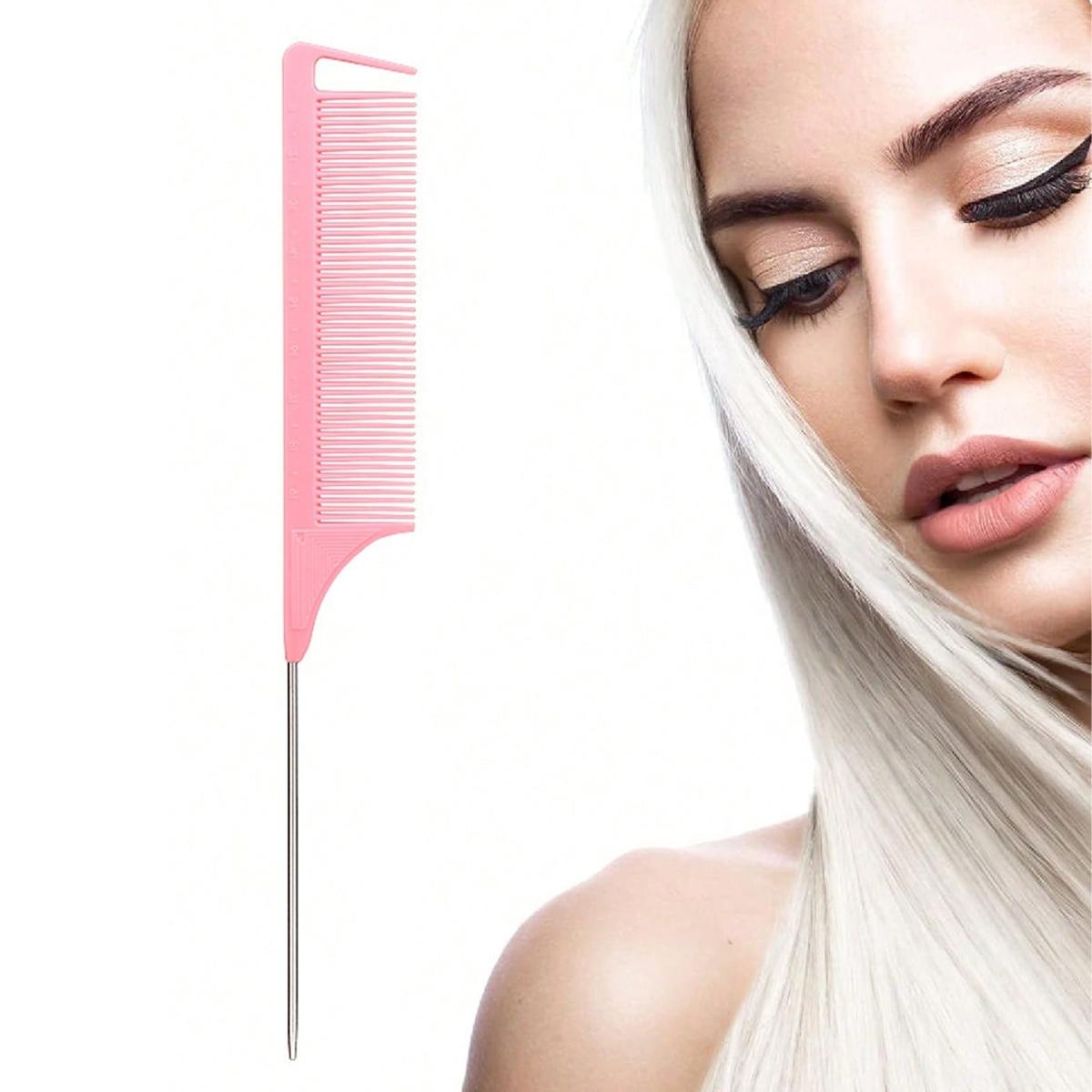 Professional Hair Comb with Scale, Stainless Steel Fine Teeth, Anti-Static, Ideal for Salons and Home Use, Sharp Tail Design