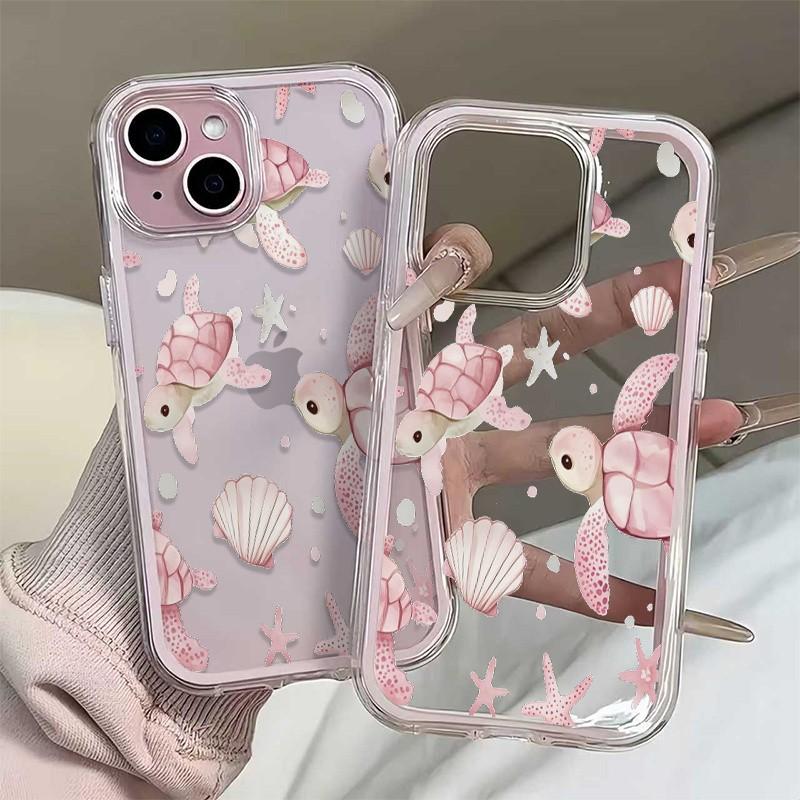 Turtle Shell Pattern Phone Case, Shockproof Soft Tpu Cover for iPhone 11-16 Pro Max, Trendy Design Gift Option
