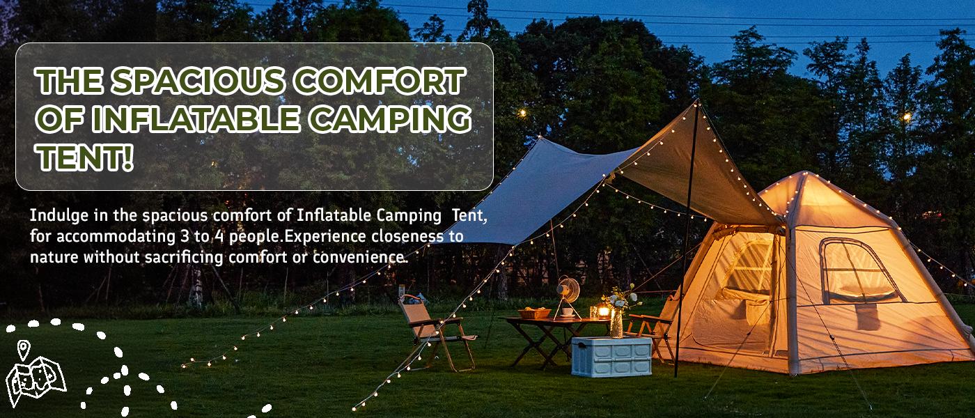 EROMMY Inflatable Camping Tents with Hand Pump, Air Glamping Tents, Easy Set up Waterproof and Windproof Blow up Tent,Easy Set up Blow up Tent for Family Camping