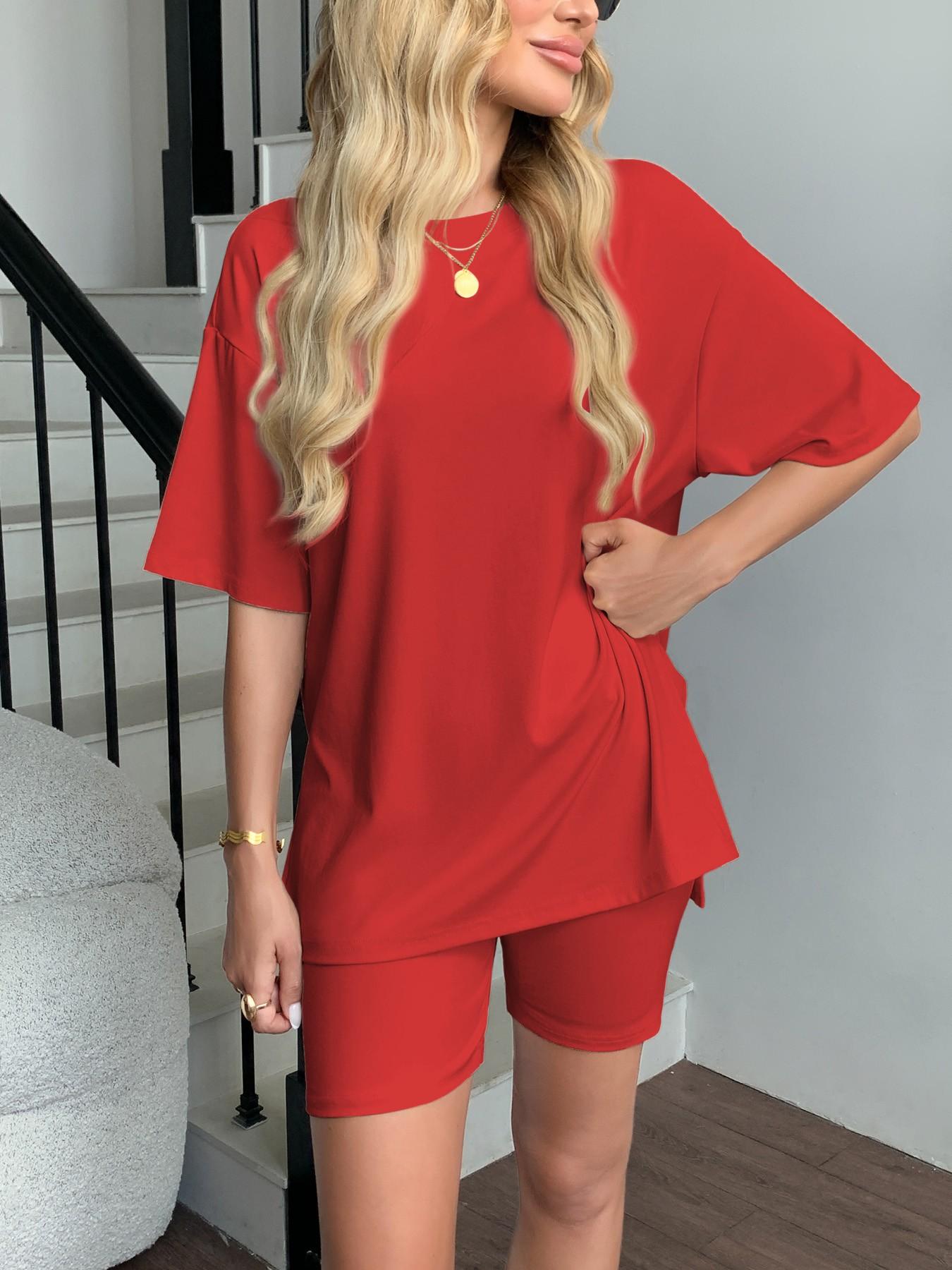 Vista X Cozy Mama Lounge Set, Women's 2-Piece, Crew Neck Oversized T-Shirts, Comfortable Home Wear, Perfect for Relaxing at Home Loungewear Nightwear Womenswear Homewear