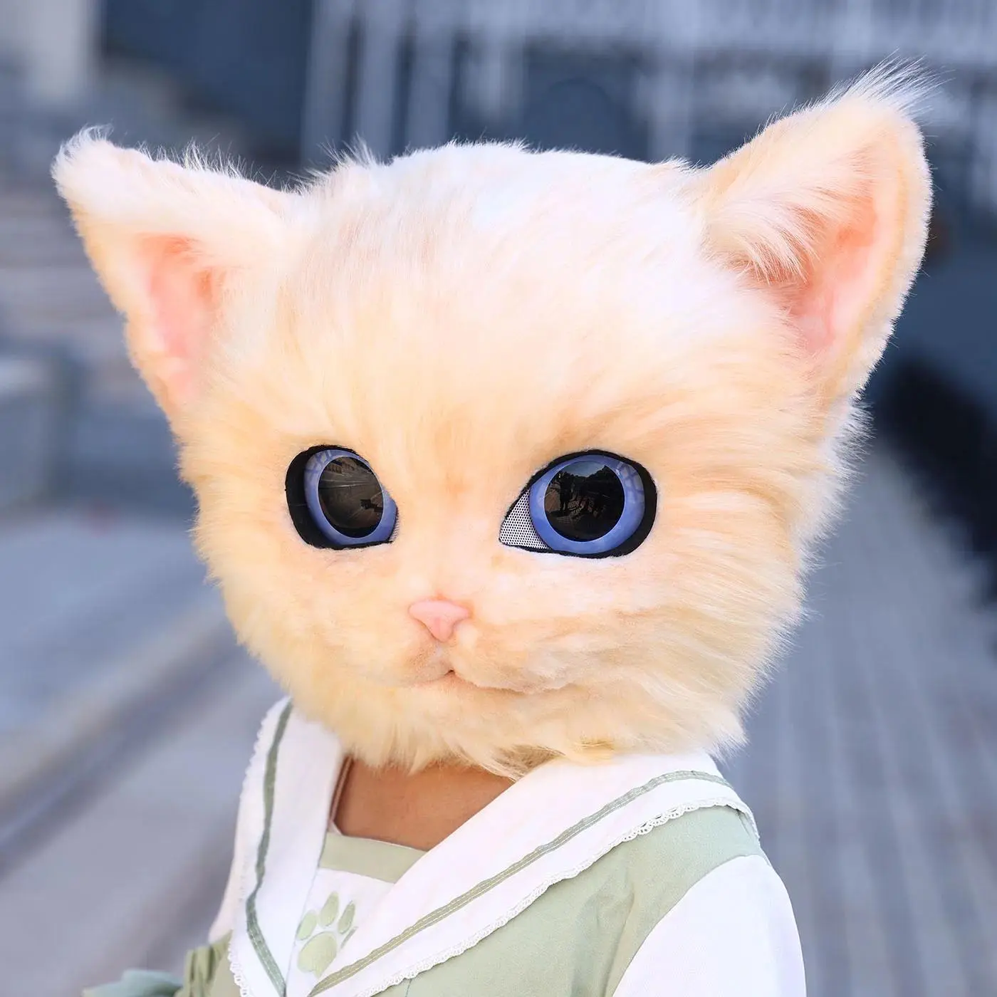 Handmade Furry Cat Mask Kigurumi Cosplay Anime Persian Cat Fursuit Head Furry Head Mask Kig  Performance Prop