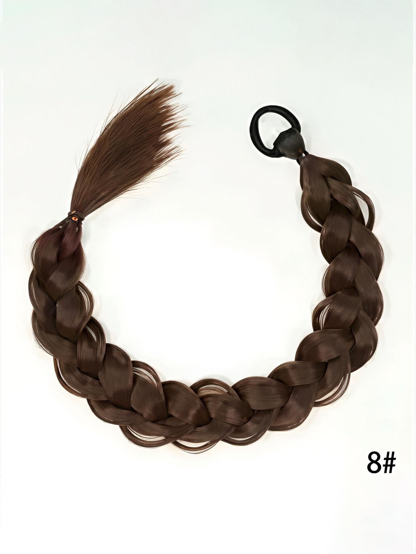 Women's Synthetic Long Twist Braid Ponytail Extension, 24-Inch Rubber Band Wig for Daily Use & Special Occasions, All-Season Hair Accessory, Synthetic Braids, Synthetic Braided Wigs