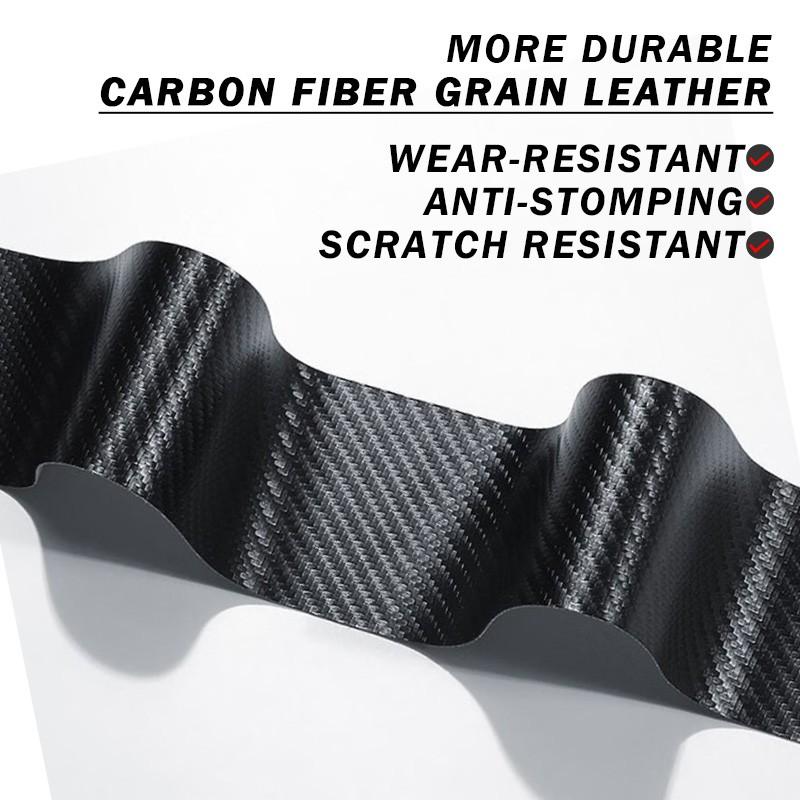 5Pcs/Set Car Badge Logo Universal Door Sill Sticker Trunk Guard Sticker Decorative Anti-Kick Anti-Scratch 3D Carbon Fiber Protective Film Car Accessories Suitable for Ford Focus 2 3 4 MK2 MK3 MK4 ST F150 Mondeo Fiesta Fusion Ranger Mustang Shelby Kuga Edg