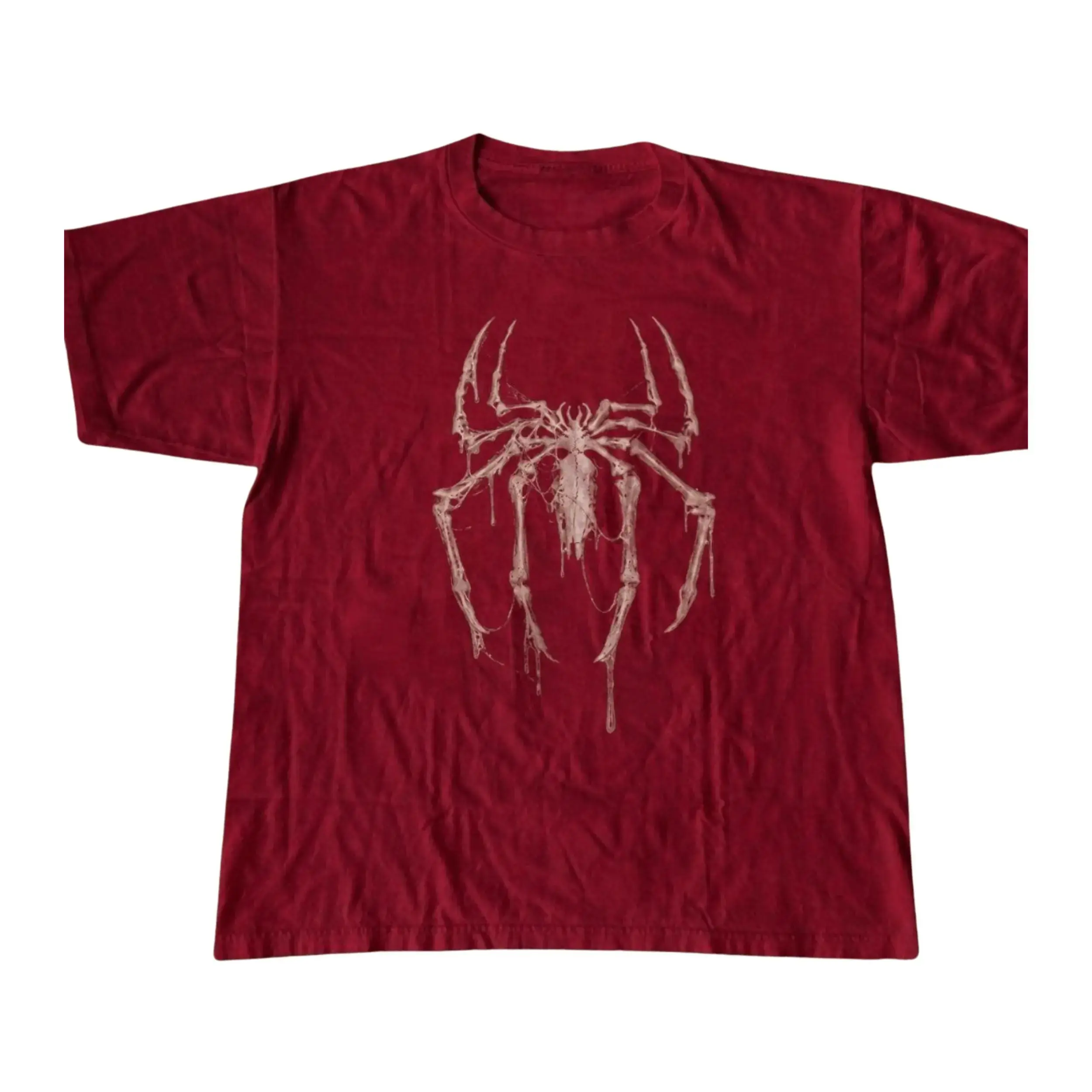 Streetwear featuring Y2K, Emo, and Amity Affliction styles. Unisex T-shirt with a vintage spider-and-skull graphic and animal theme; a great gift choice blending Gothic and Grunge aesthetics.