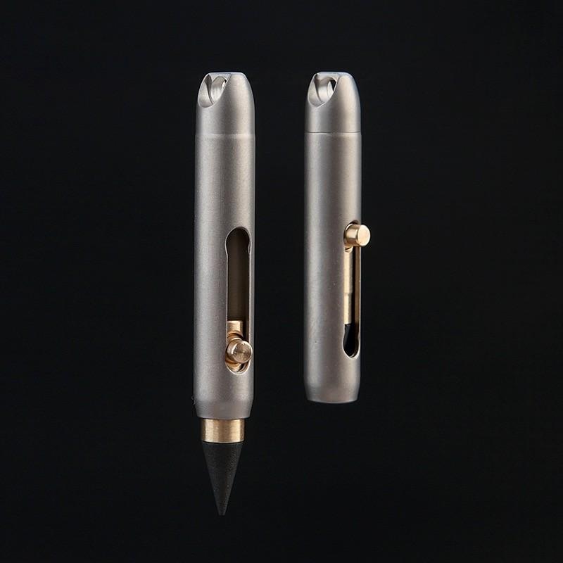 Titanium Alloy Mini Pencil Erasable Replaceable Tip Keychain Pendant Portable Pocket Pen Emergency Writing Tool