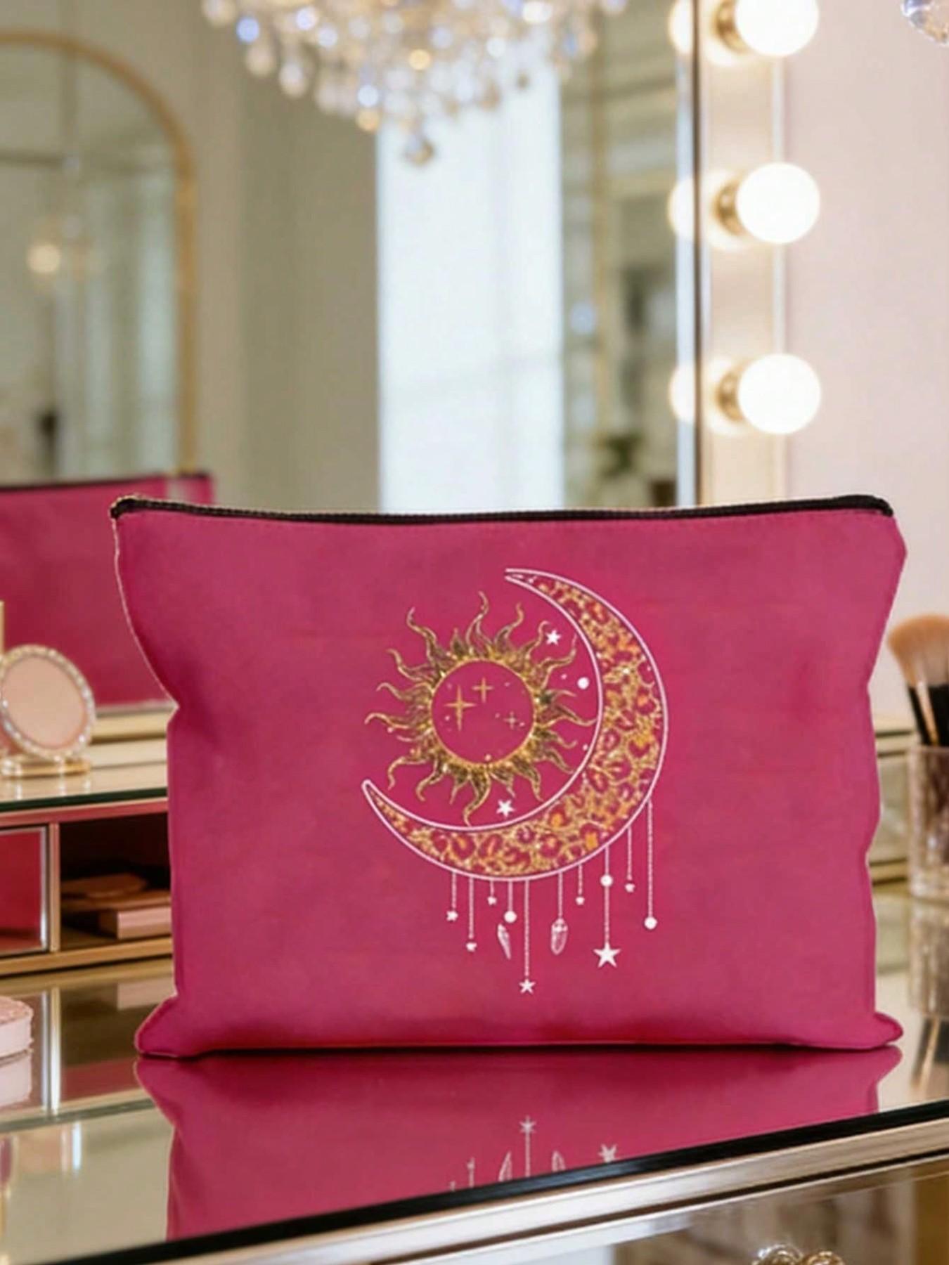 Ramadan Makeup Bag - Eid Gift, Multi-color Non-woven Storage Bag, Makeup Bag with Ramadan and Eid Patterns, Sun, Moon, and Star Designs, Foldable, Portable, and Durable Toiletry Bag