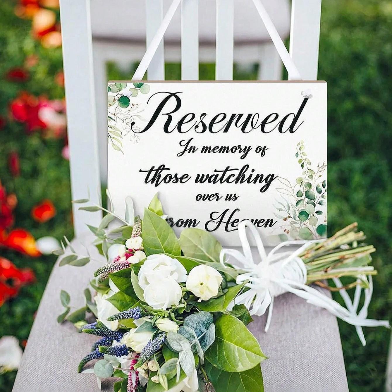 Wedding Reservation Sign Wooden Memorial for Deceased, Wedding Wood Memorial Plaque, Celebrate Heaven Ceremony, Restaurant Seat Banner (eucalyptus)