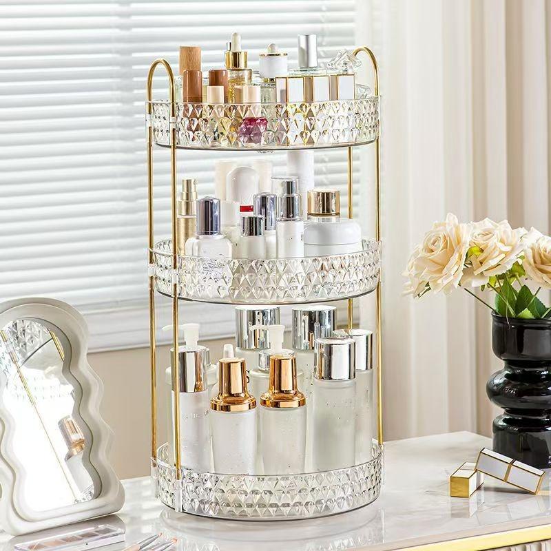 Multifunctional Rotating Storage Rack, Cosmetic Organizer Box, Makeup Box Organizer, Desktop Display Shelf, Bathroom Kitchen Storage Holder, 1 Piece