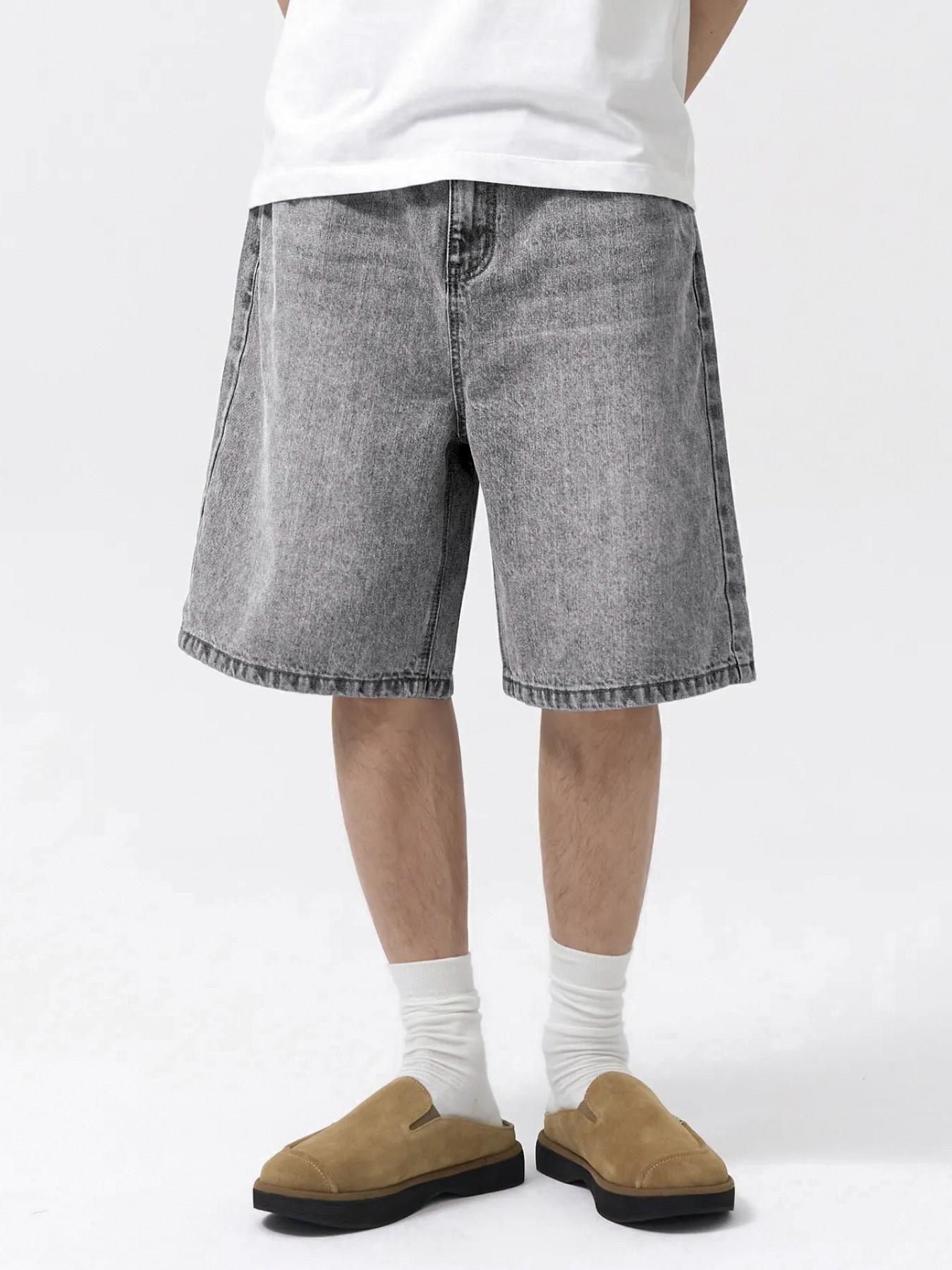 Men's Plain Denim Shorts, Loose Casual Comfy Jeans Shorts for Daily Wear, Woven Bottoms for All Seasons