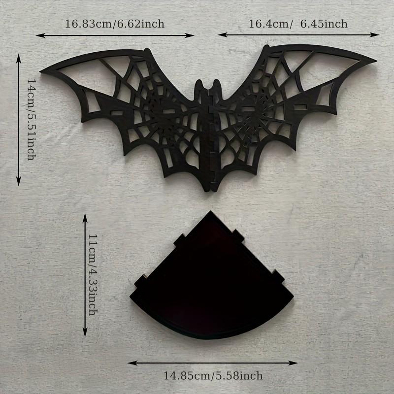 Bat Wall Shelf, Wooden Spider Bat Corner Rack, Halloween Decorative Wall Mount, Floating Display Stand, Art Animal Theme Room Accent