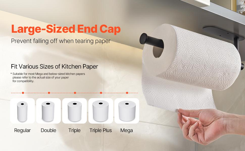 VEVOR Paper Towel Holder Under Cabinet, High-Quality Stainless Steel Paper Towel Holder, Self Adhesive or Drilling Paper Towel Holder Wall Mount for Kitchen, Bathroom, Pantry