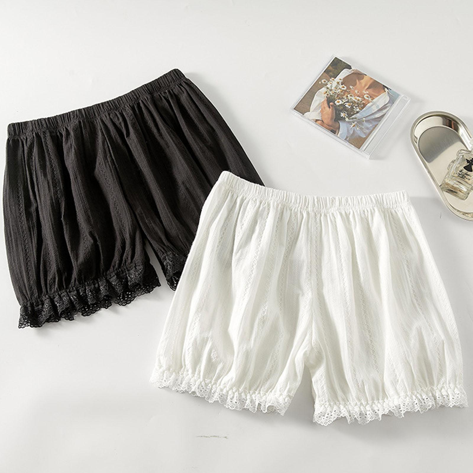 Gothic  Lolita Lace Shorts Women Black Aesthetic Cute Sweet Bow Ruffle Bloomers Shorts Y2k E-girl Kawaii Frilly Panties