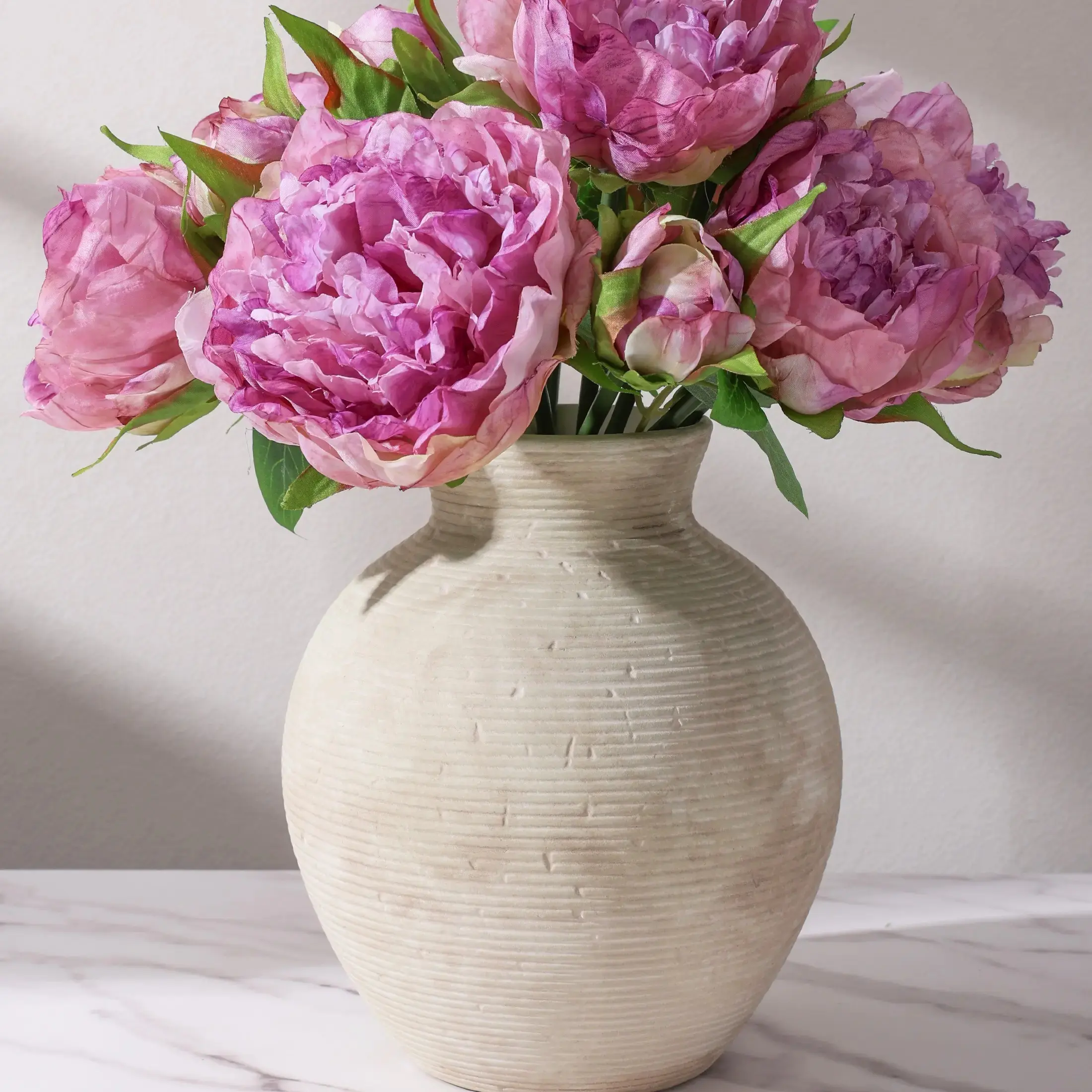 Ceramic Flower Vase Home Decor, 7.4 in Farmhouse Table Vases Rustic Vintage Living Room Kitchen Bedroom Decoration Pottery Decorative Vases for Flowers House Shelf Office Desk Dining Entryway, Retro, Flower Vases for Centerpieces