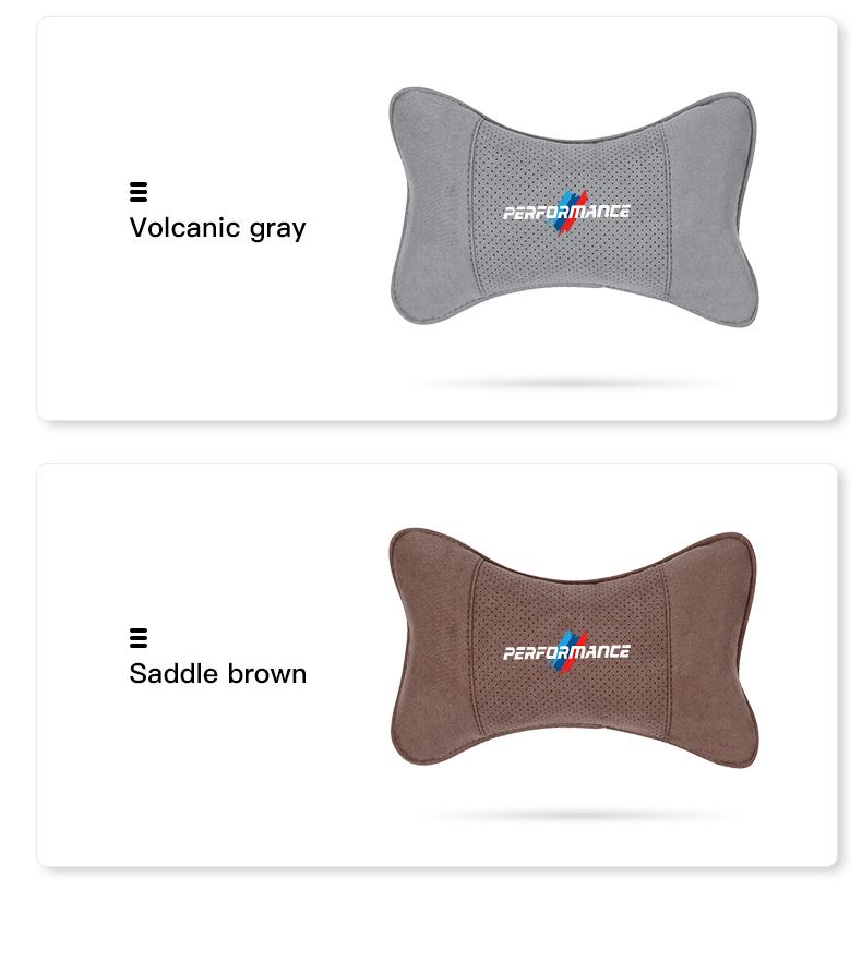 Car Suede Headrest Neck Support Auto Seat Accessories For BMW Performance F25 F26 F15 F16 E90 E91 E92 E60 E84 G22 G32 F13 F36 G30 G20 G11 G12 F80 F82 F90