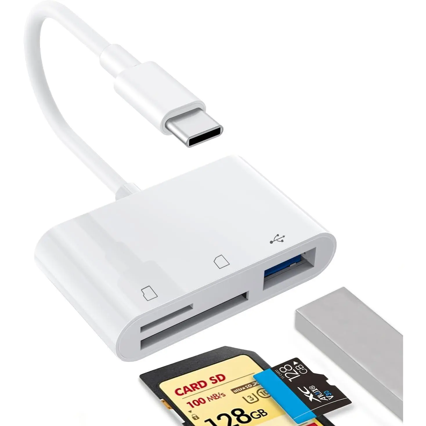 1 count USB C to SD Card Reader | SD/TF/USB 3-in-1 memory card reader, Compatible with iPhone15 16 17, for Photo/Video Transfer