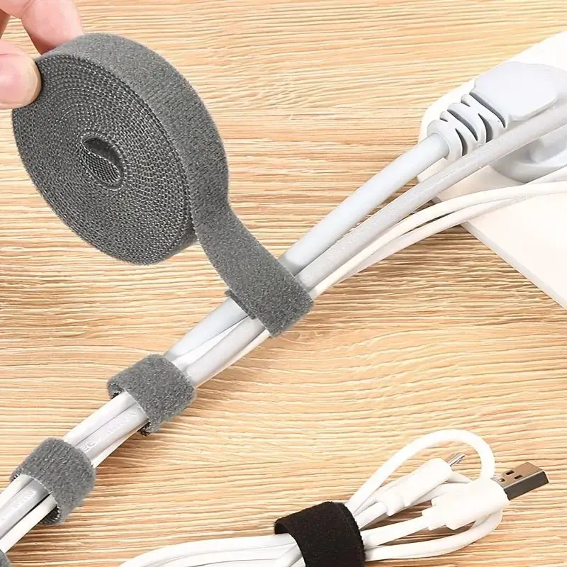Cable Management Straps, 3m/9.84ft Cable Ties Roll, Adjustable Cable Ties for Charging Cords, Management Ties with Magic Sticker