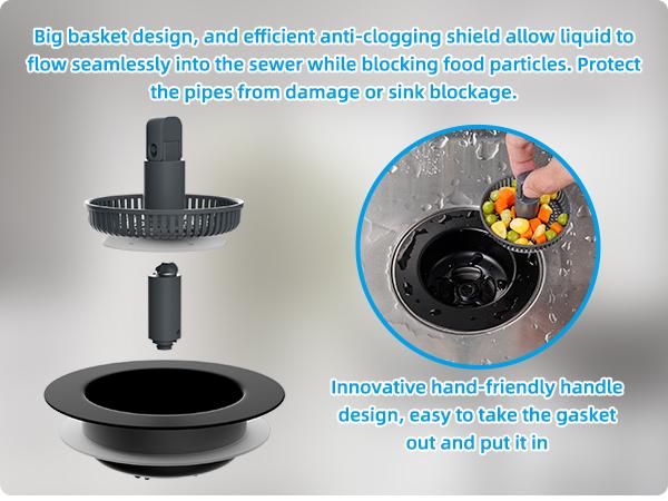 Hibbent Upgraded Stainless Steel Kitchen Sink Drain Strainer Stopper Kits, 3-in-1 Pop Up Sink Stopper, Clog-Free Basket Sink Strainer, Food Catcher for Standard 3-1/2 Inch Kitchen Sinks, food catcher Hibbent Upgraded Stainless Steel Kitchen Sink Drain Strainer Stopper Kits, 3-in-1 Pop Up Sink Stopper, Clog-Free Basket Sink Strainer, Food Catcher for Standard 3-1/2 Inch Kitchen Sinks, food catcher