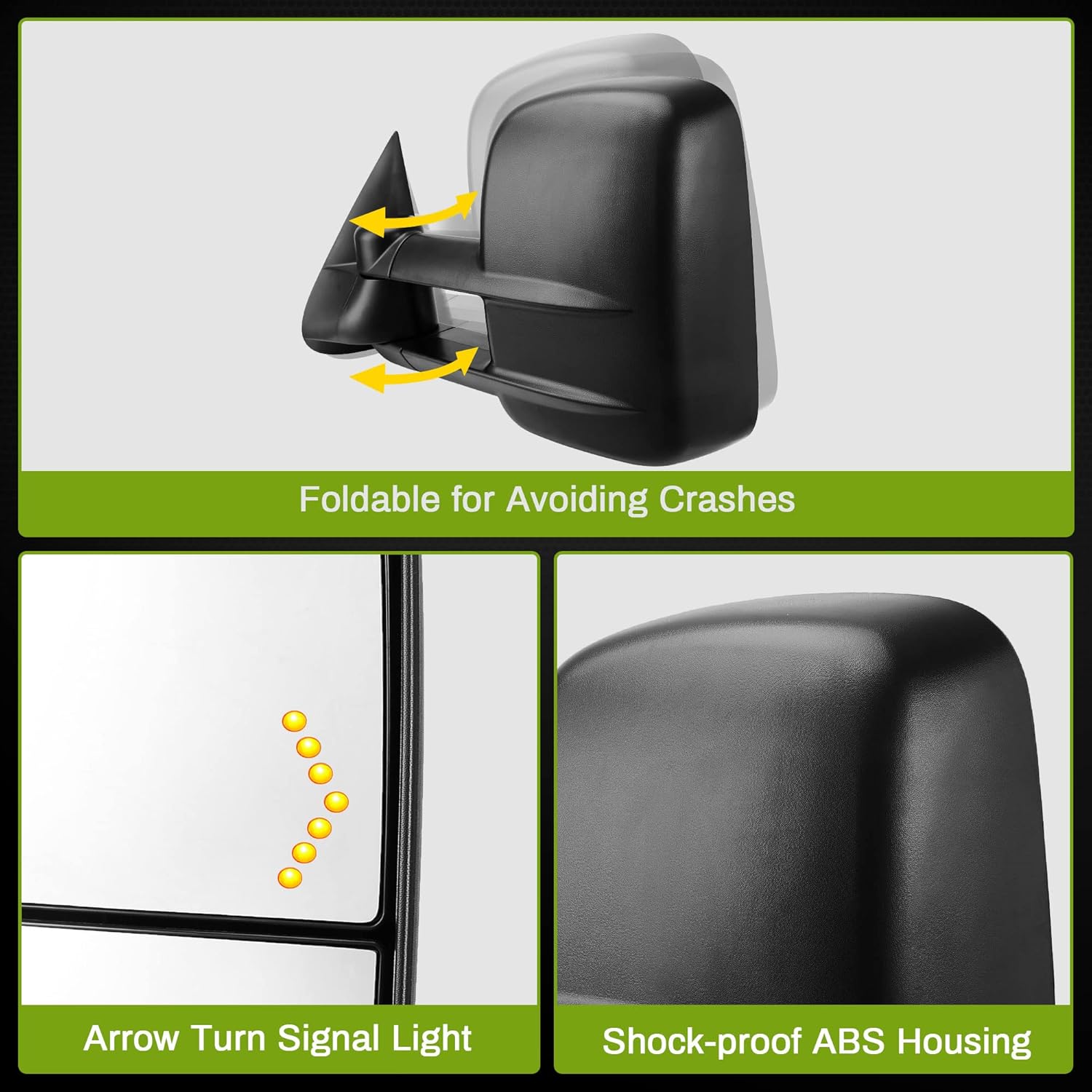 OEDRO Extendable Tow Mirrors Compatible with 2003-2006 Chevy Silverado Tahoe GMC Sierra Extendable Tow Mirrors, Arrow Signal Light Powered Heated OEDRO Extendable Tow Mirrors Compatible with 2003-2006 Chevy Silverado Tahoe GMC Sierra Extendable Tow Mirrors, Arrow Signal Light Powered Heated