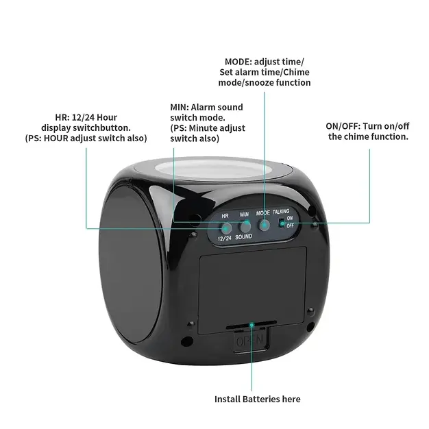 LED Projection Alarm Clock Digital LCD Display Voice Talking Weather Snooze USB