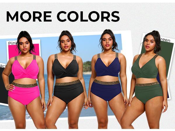 Tempt Me Women Plus Size High Waisted Bikini Set Two Piece Tummy Conteol Swimsuit