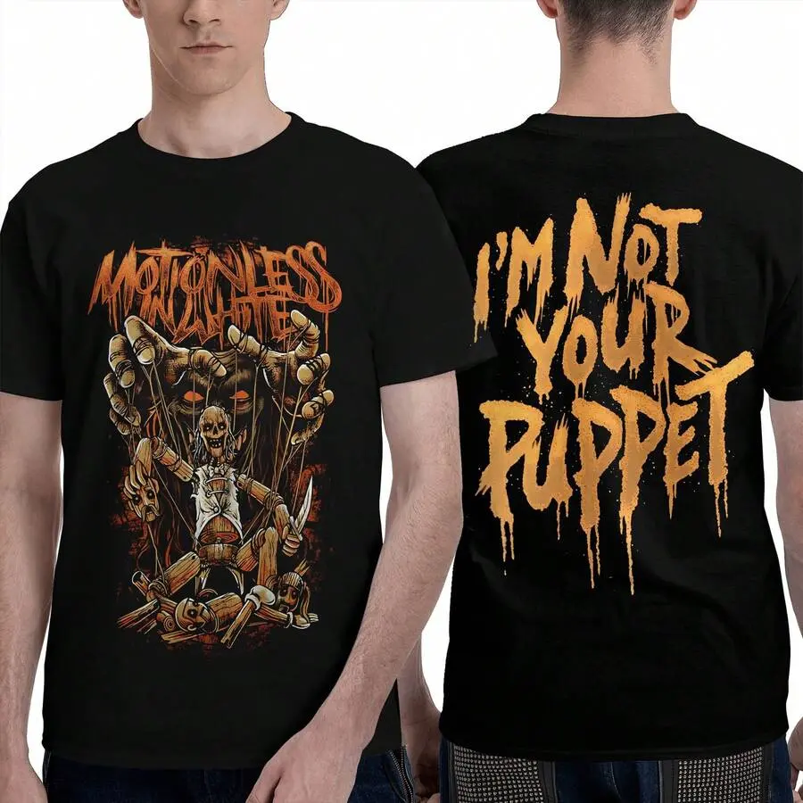 Men's Motionless In White Puppets Throwback Casual Streetwear T-Shirt - 100% Cotton Shortsleeve Fabric, Unisex Comfort Top, Black