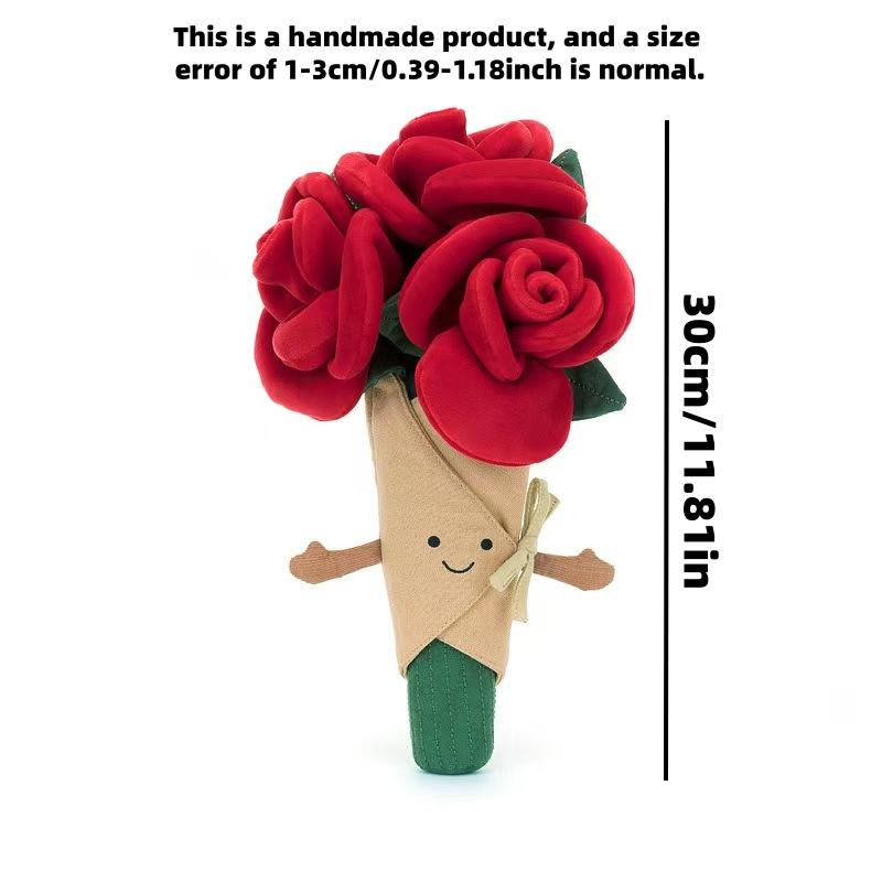 Valentine's Day Plush Rose Bouquet, Smiling Rose Doll Flower, Soft Cute Healing Gift, Best Love Gift for Lover, Soft Cuddly Gift