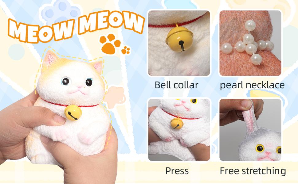 Household daily necessities 1pcs Yellow Big Squishy Cat Toy, Handmade Large Cute Soft Cat Funny Squeeze Toys for Stress Relief, Cat Shaped Squishy Toys,Cat Toy pet Simulation Cut cat Pinch Toy