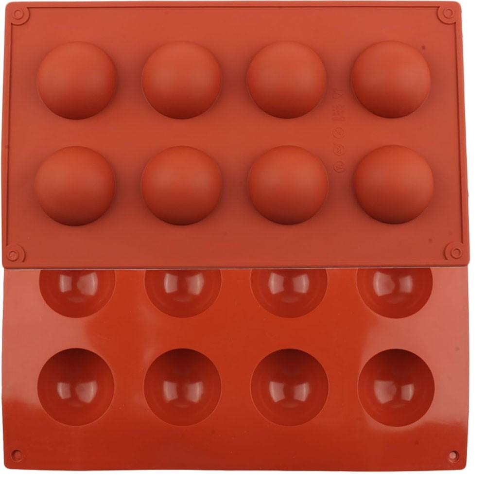 8-Cavity Non-Stick Hemisphere Silicone Baking Mold, Half-Sphere Silicone Chocolate Mold, Ideal for Baking and Desserts