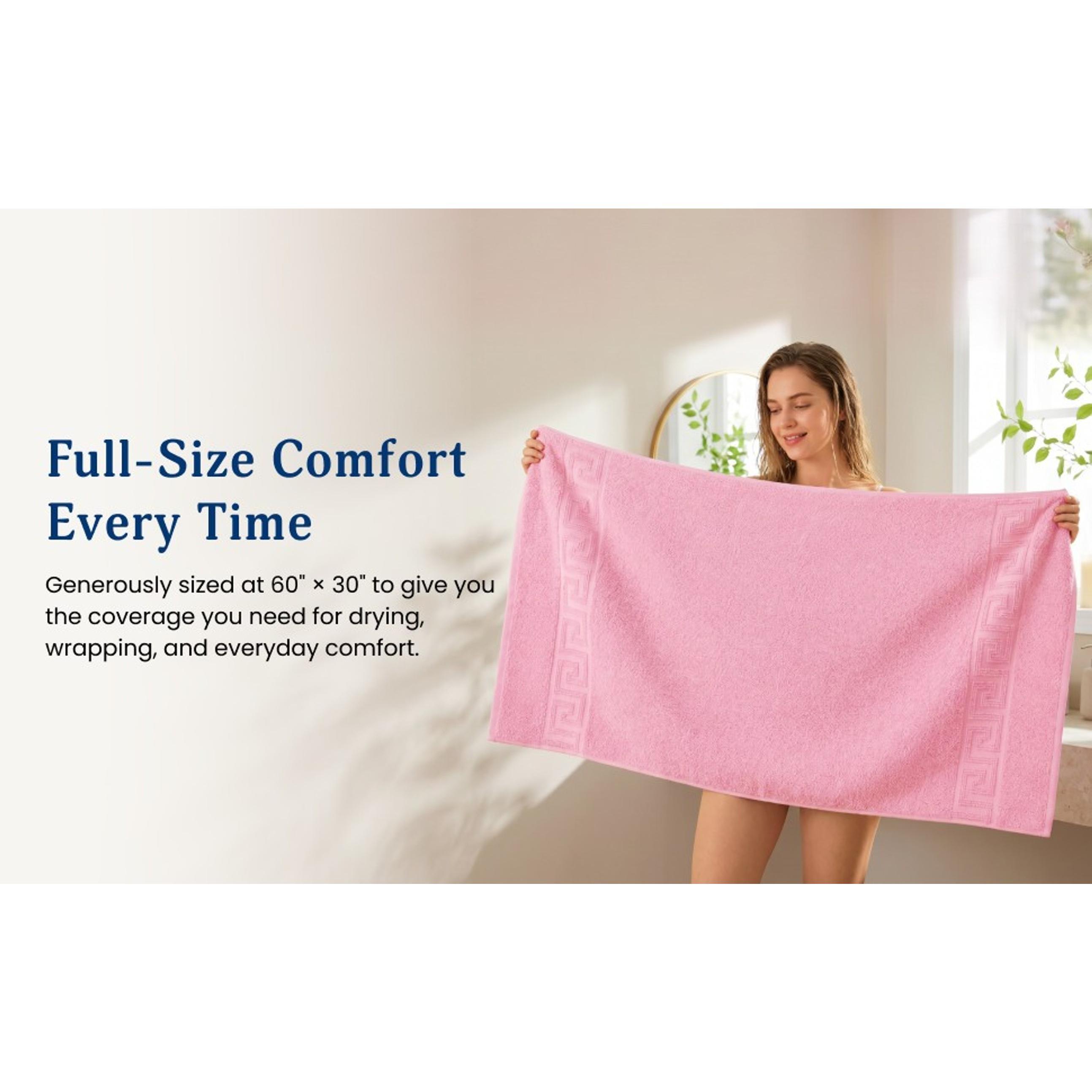 100% Cotton Bath Towels, 4 Pack, 30 x 60 Inches, Lightweight, Soft, Super Absorbent & Fast Drying, No Fading, Multipurpose for Sports, Swimming, Travel, Fitness, Yoga, MulticolorGift