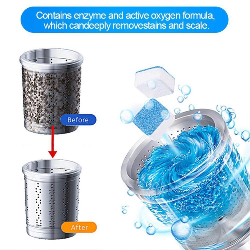 12pcs Washing Machine Cleaner Descaler, Cleaners Tablets, Washer Maintenance Tablets, Deep Cleaning Tablets Household for He Front Loader Top Load Washer, Septic Safe Eco-Friendly Deodorizer, Soap Scum Remover, Household Cleaning Products