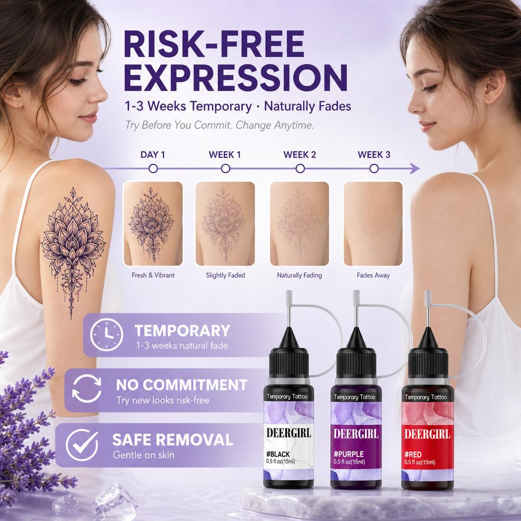 Festival party DIY henna temporary tattoo set gift box with 20 multi-color ink bottles & reusable stencils. Diverse patterns with mild skin-safe formula, essential painting kit for bridal looks, school events and carnival parties Temporary Tattoo Kits.