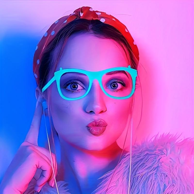 Glow-in-the-dark party glasses - neon green, purple, orange, yellow, red - no lenses required, lightweight and durable plastic frame, suitable for Halloween, proms, birthdays, photo booths, costume parties - party favors, decorations, photo props