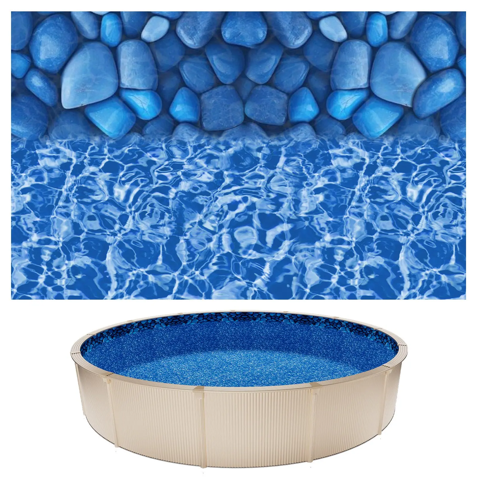 VEVOR 18ft Pool Liner, Round Overlap Swimming Pool Liner for 52 in Wall Height, Premium Vinyl, Easy Install with Leak-Proof Patches, Designed for Steel Sided Above-Ground,Outdoor, Boulder Swirl
