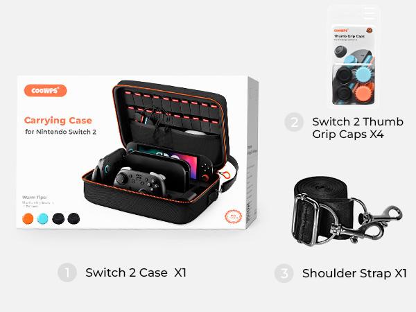 Switch 2 Case for Nintendo Switch 2(2025), Portable Hard Shell Full Protection Carrying Travel Case with 18 Game Cards Storage for Switch 2 Console Pro Controller Accessories Black