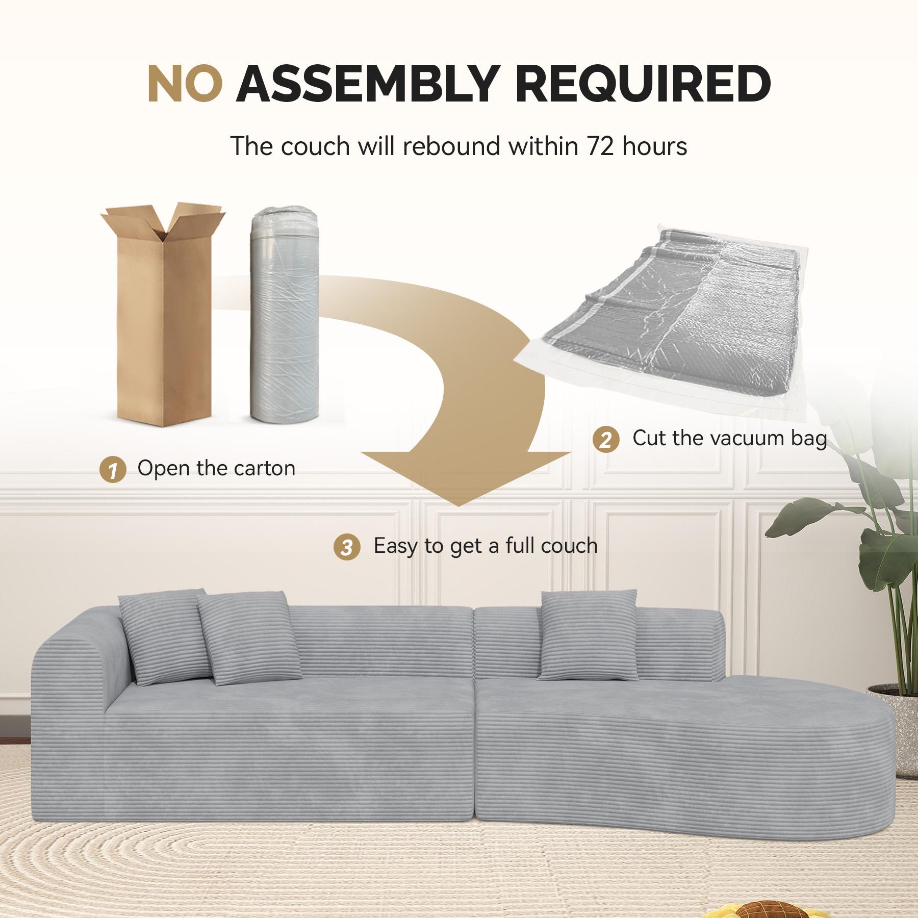 【Shipped in Two Packages】Modern Style Curved Sofa, Upholstery Corduroy Sofa Couch with 3 Pillows, Oversized Sleek Curved Sectional Boucle Fabric Couch for Living Room White 【Shipped in Two Packages】Modern Style Curved Sofa, Upholstery Corduroy Sofa Couch with 3 Pillows, Oversized Sleek Curved Sectional Boucle Fabric Couch for Living Room White