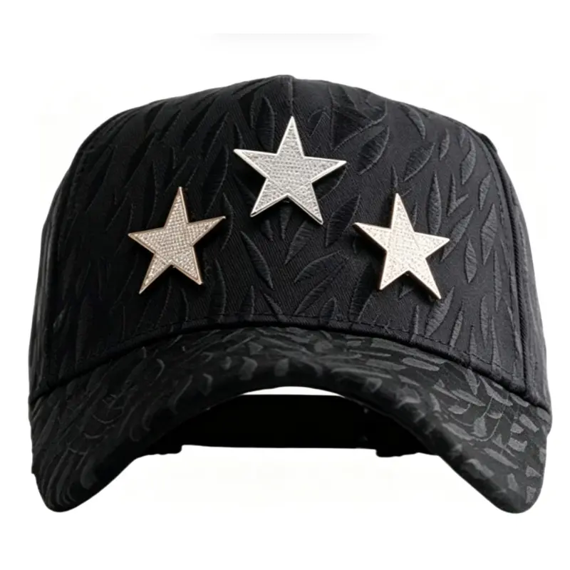 2026 Black Baseball Cap with Silver Star Accents – Stylish Streetwear Hat for Men & Women