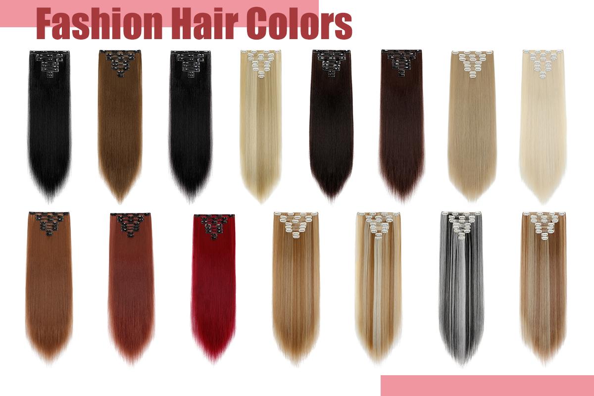 Lansigreen 8pcs Clip in Hair Extensions 26inch 130g Long Straight Synthetic Hairpiece and Secure Clip Lightweight, Silky & Blends for Women Summer Vibes