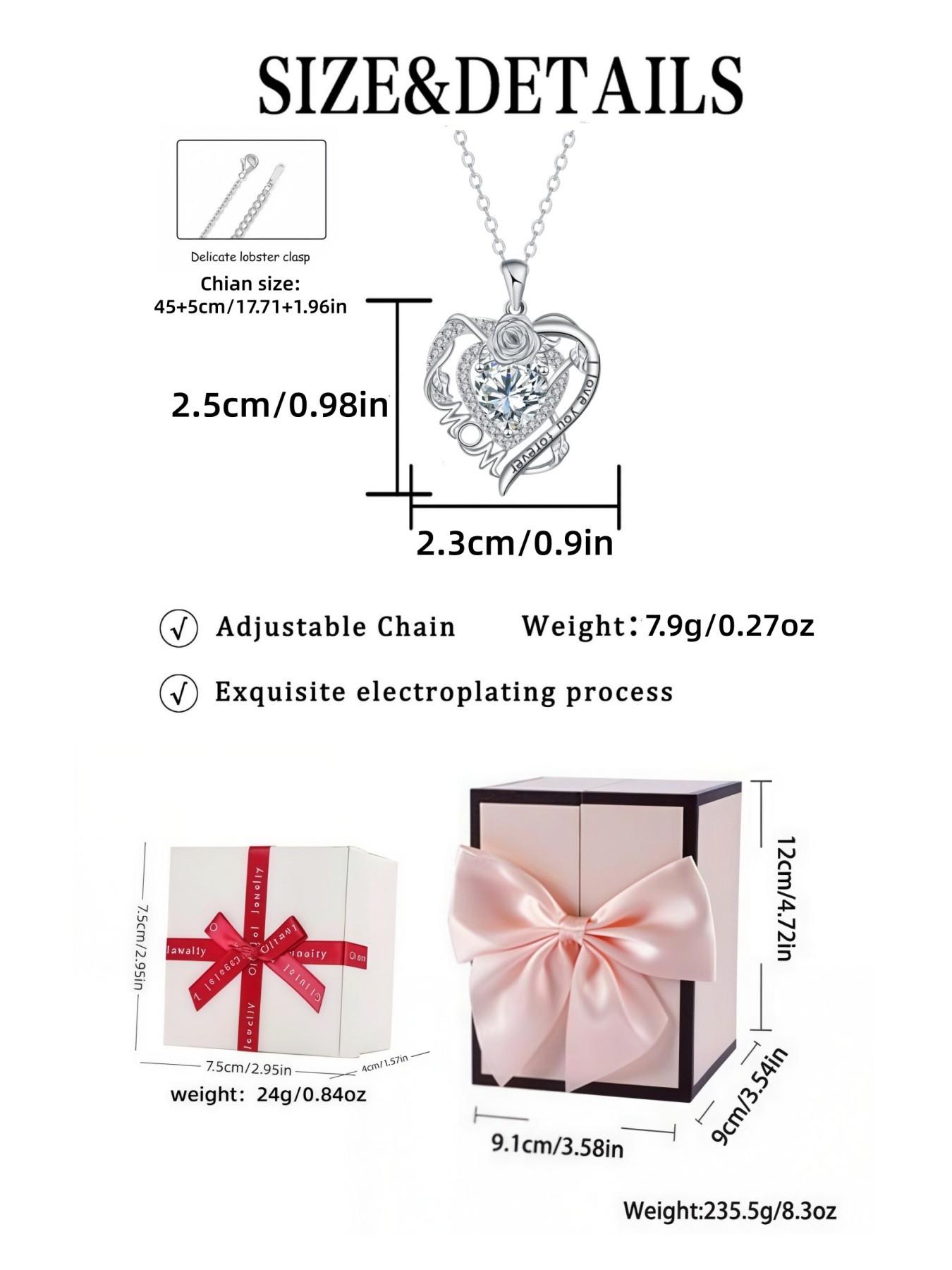 Rose Heart Forever Mom Original heart-shaped rose pendant, luxury premium gem necklace.Paired with a preserved rose & teddy bear jewelry gift box.Perfect mysterious gift for festivals, birthdays, Valentine's Day, Mother's Day and Christmas.