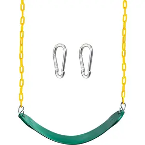 TURFEE Heavy Duty Swing Seat Green Color with 66” Chain, Swing Set Accessories Replacement with Snap Hooks for Kids Outdoor Play Playground