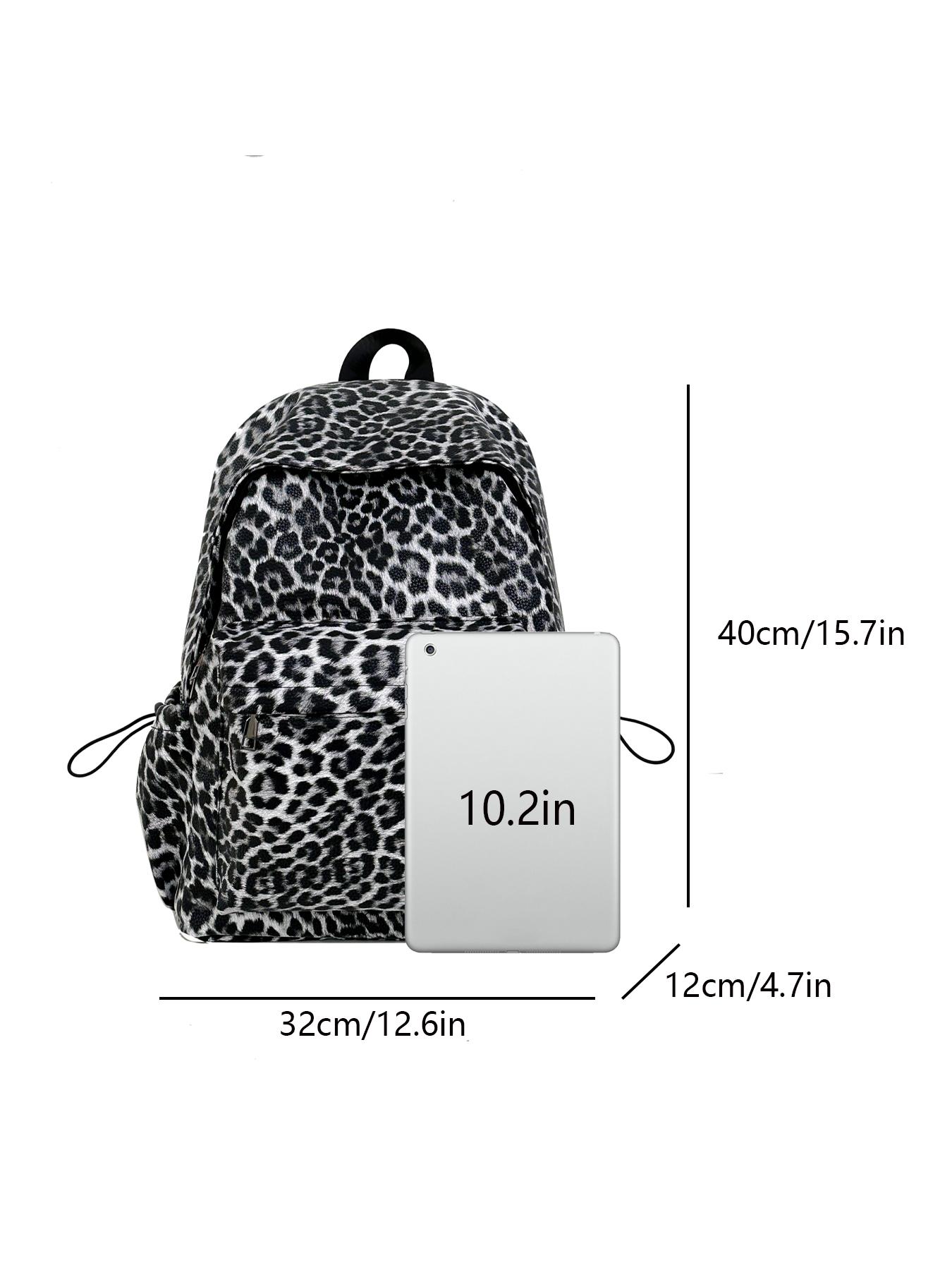 1pc  Women's backpack with large capacity, leopard pattern zipper closure, fashionable and versatile, personalized and trendy, suitable for college students to go to school, commute to work, go shopping, women's backpack, Casual Printed Backpack