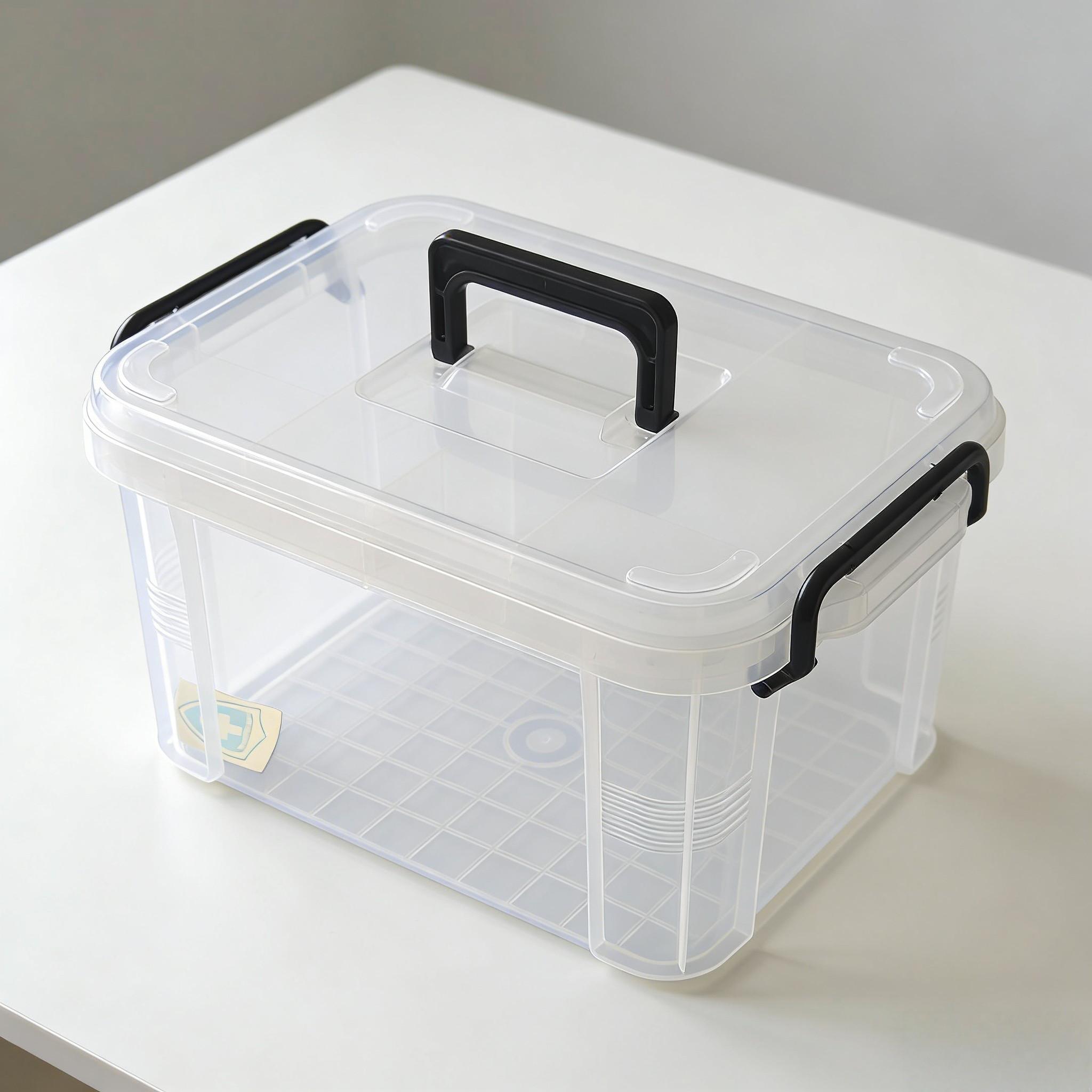 Durable Dual-Layer Medicine Storage Box with Handle, Transparent Waterproof Design, Multiple Compartments for Home & Travel Use