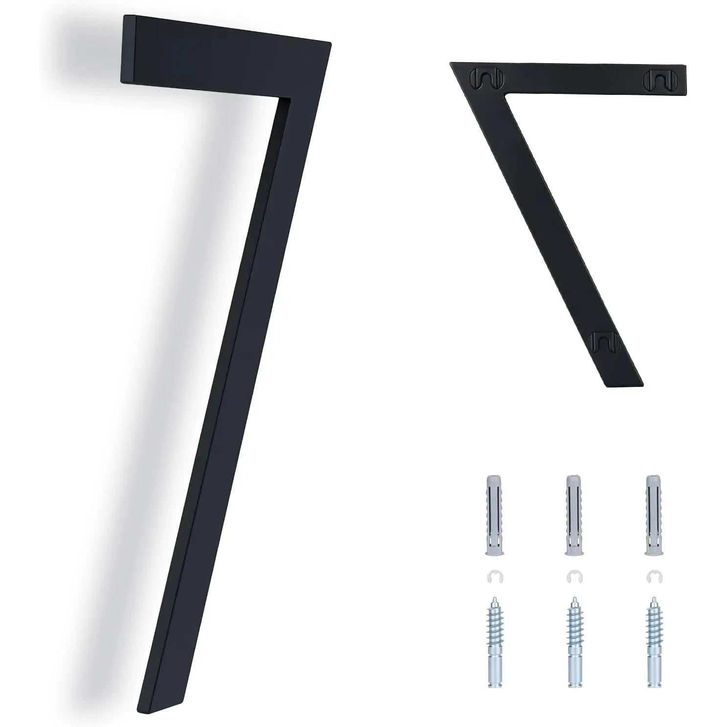 6 Inch Modern House Numbers for Outside, Matte Black Stainless Steel Address Numbers, Floating or Flush Mount Door Numbers, Rustproof Metal Numbers for House, Mailbox, Apartment (7)
