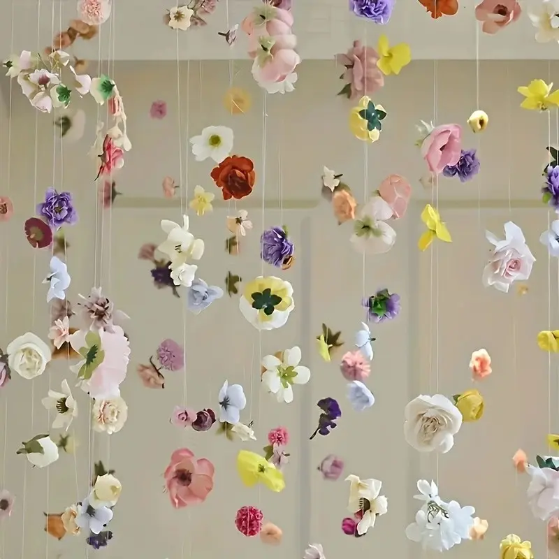 60-Piece Floating Flower Set, Bohemian Style Artificial Flowers, Boho Wedding Decor, DIY Hanging Decor, Spring & Christmas Decoration, Random Colors