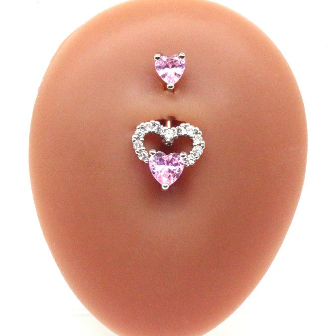 Heart-shaped navel ring, navel stud, navel ornament, water drop pendant, navel ring body piercing jewelry
