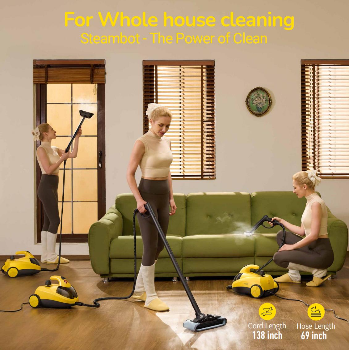 Steambot Steam Cleaner with High Pressure Steam, 2L Large Water Tank Capacity, 28 Accessories with storage case design, Heavy Duty Chemical-Free Deep Cleaning for House, Kitchen, Bathroom, Car, Multi-Purpose Cleaning, Steamer for Cleaning,Floor Steamer Steambot Steam Cleaner with High Pressure Steam, 2L Large Water Tank Capacity, 28 Accessories with storage case design, Heavy Duty Chemical-Free Deep Cleaning for House, Kitchen, Bathroom, Car, Multi-Purpose Cleaning, Steamer for Cleaning,Floor Steamer