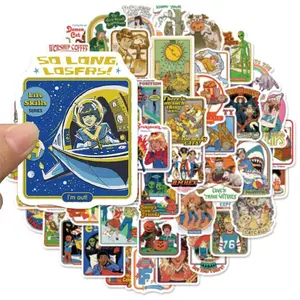 50PCS Creative Humorous Retro Cartoon Decorative Graffiti Stickers DIY Handmade Luggage Skateboard Water Cup Computer Stickers