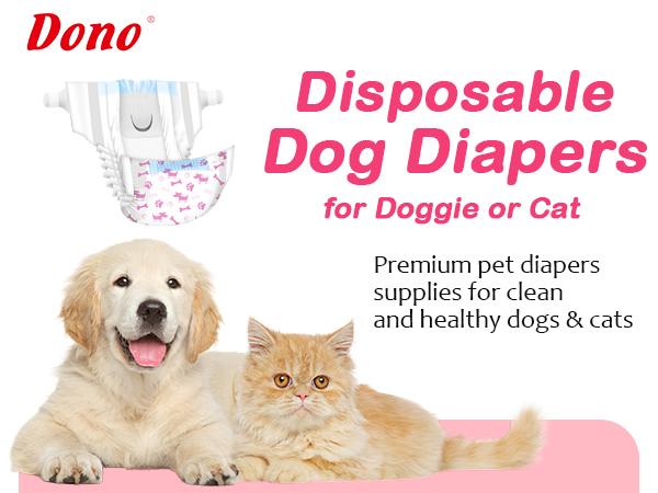 DONO: Disposable Male Female Dog Wraps Diapers,Rapid-Dry Gel Technology,Super Absorbent,Breathable,Simple To Use,Not Easy To Slide,Multiple Sizes And Package Quantities,Cute Dog Paw Print Pet Products，pamper dog