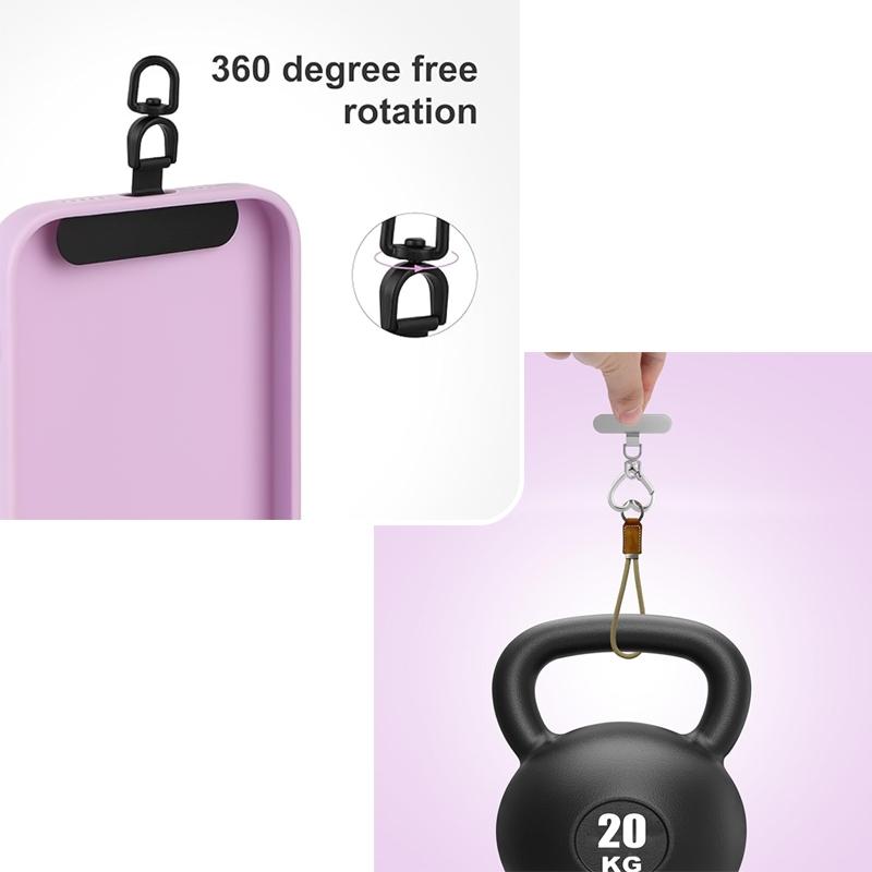 Upgrade Version 360° Rotating Stainless Steel Phone Lanyard Connector, Heart Shaped Non-Stick Metal Strap, Ultra-Thin Safety Rope Accessory Set, Cell Phone Charm