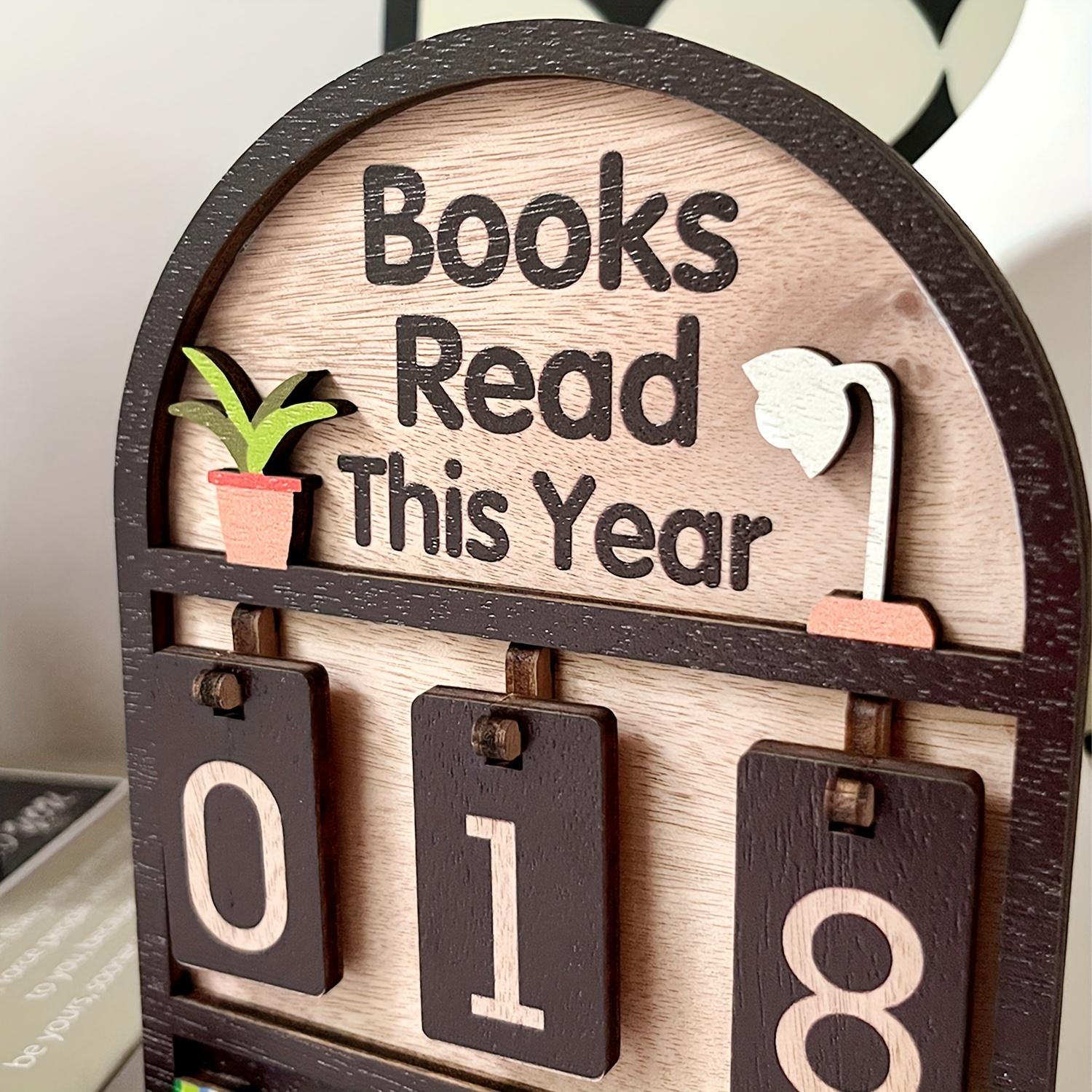 1 set of wooden reading counting ornaments -, DIY text with base, bookshelf display, reading challenge gift, suitable for readers, teachers, writers, and book enthusiasts, perfect gift for family and friends, Desk Signs Ornament